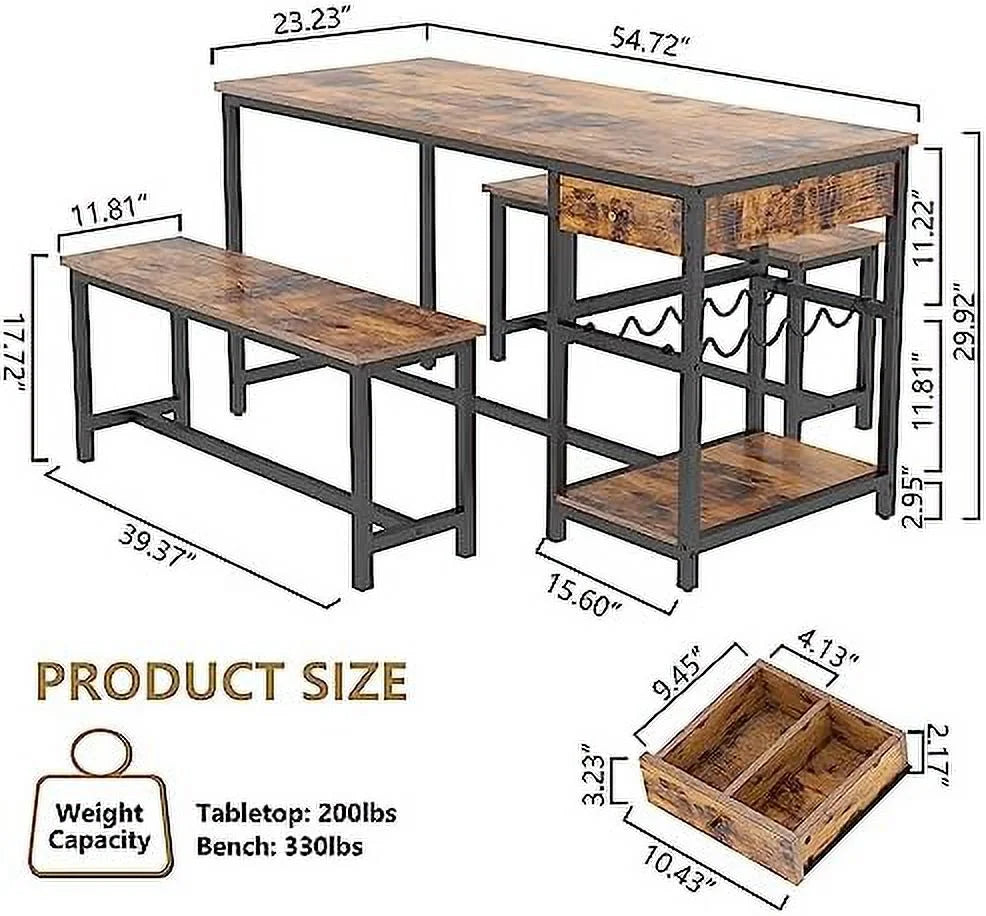 Dining Table Set with 2 Bench and Drawer O9838