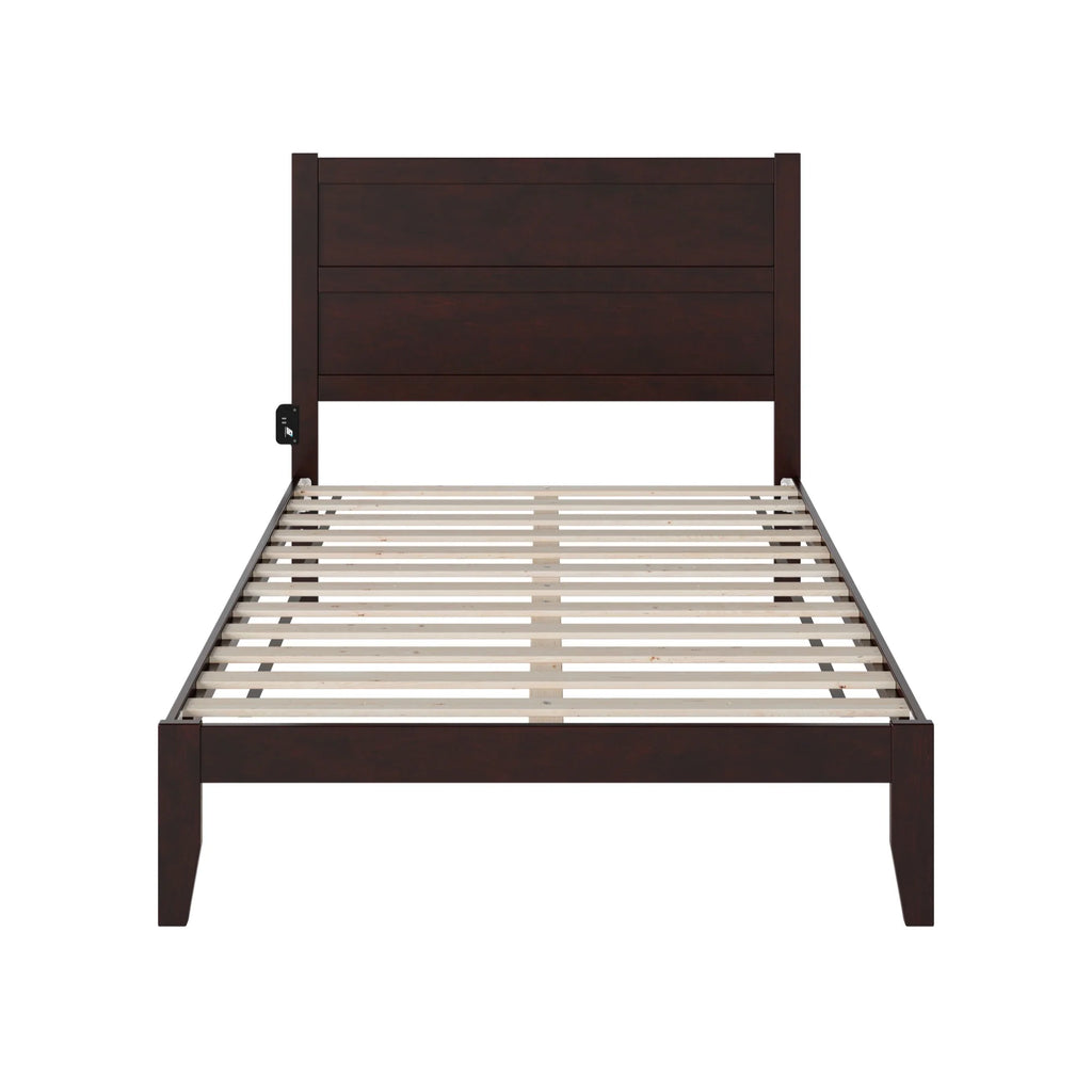Solid Wood Full Bed with USB Charging Station V48879