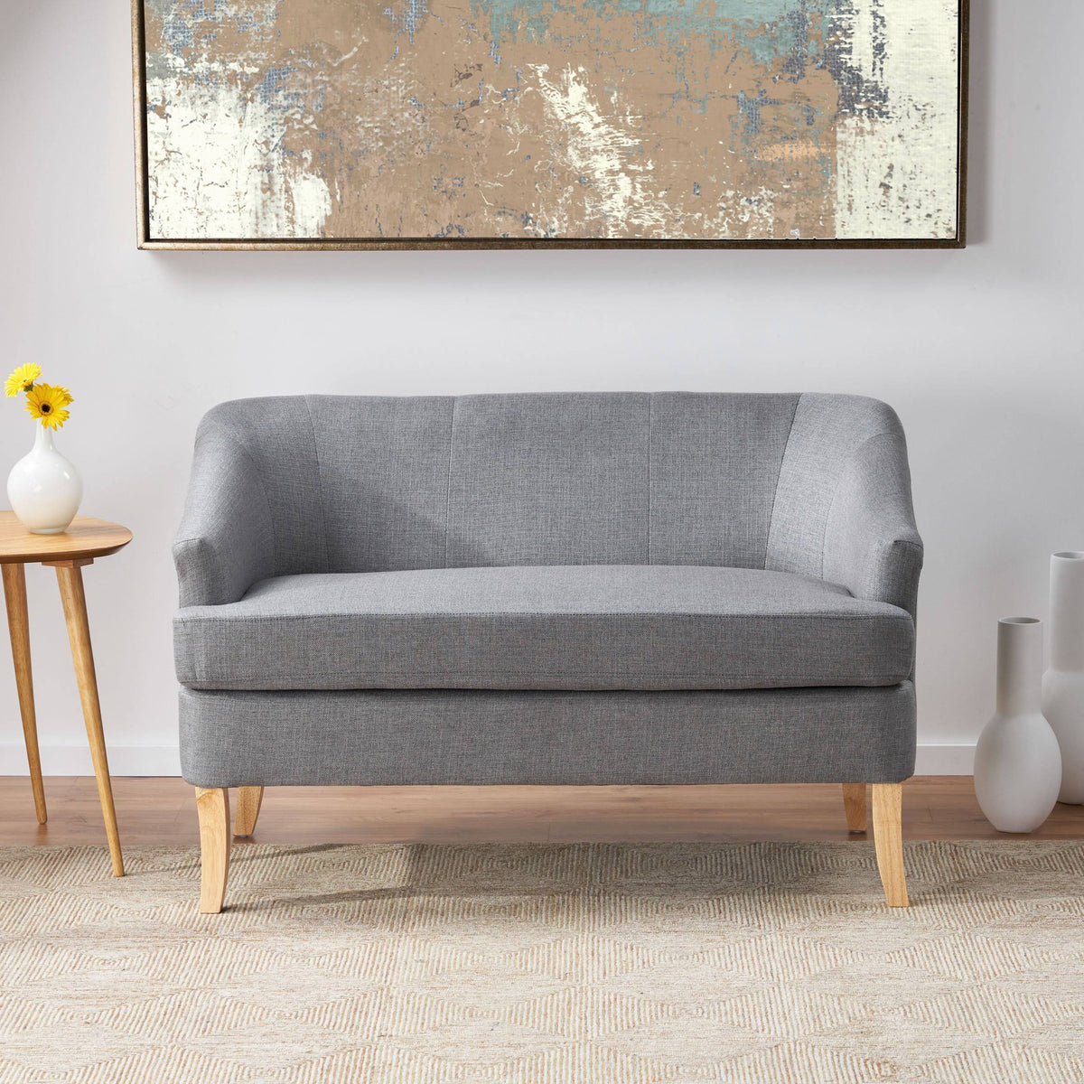 Dark Grey Fabric Loveseat V681376