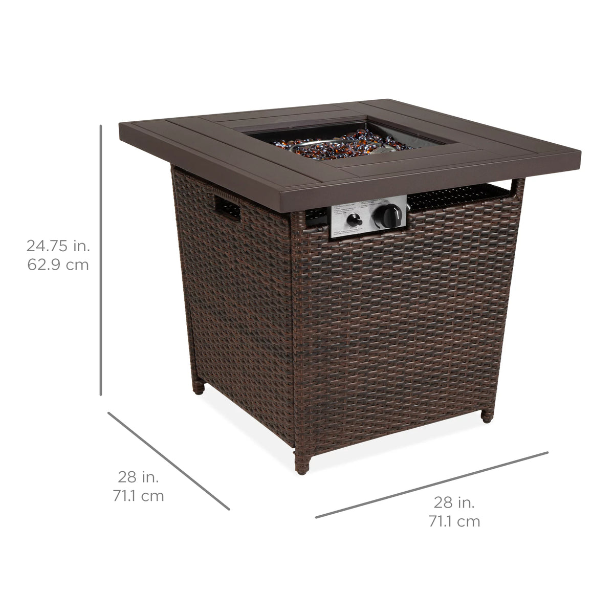 28in Propane Gas Fire Pit Table 50,000 BTU Outdoor Wicker U289