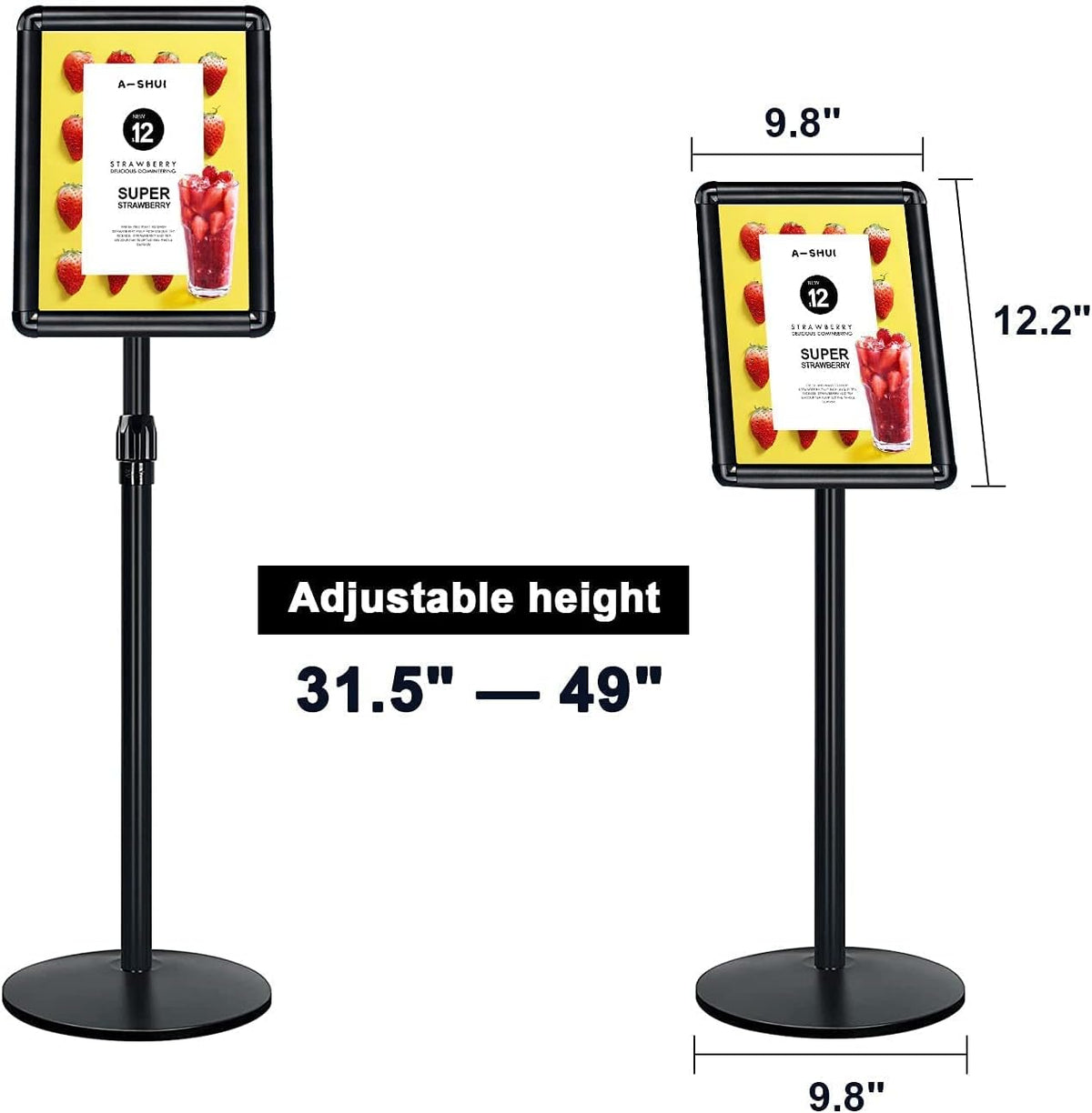 Heavy Duty Floor Standing Sign Holder with Cast Iron Base M936822