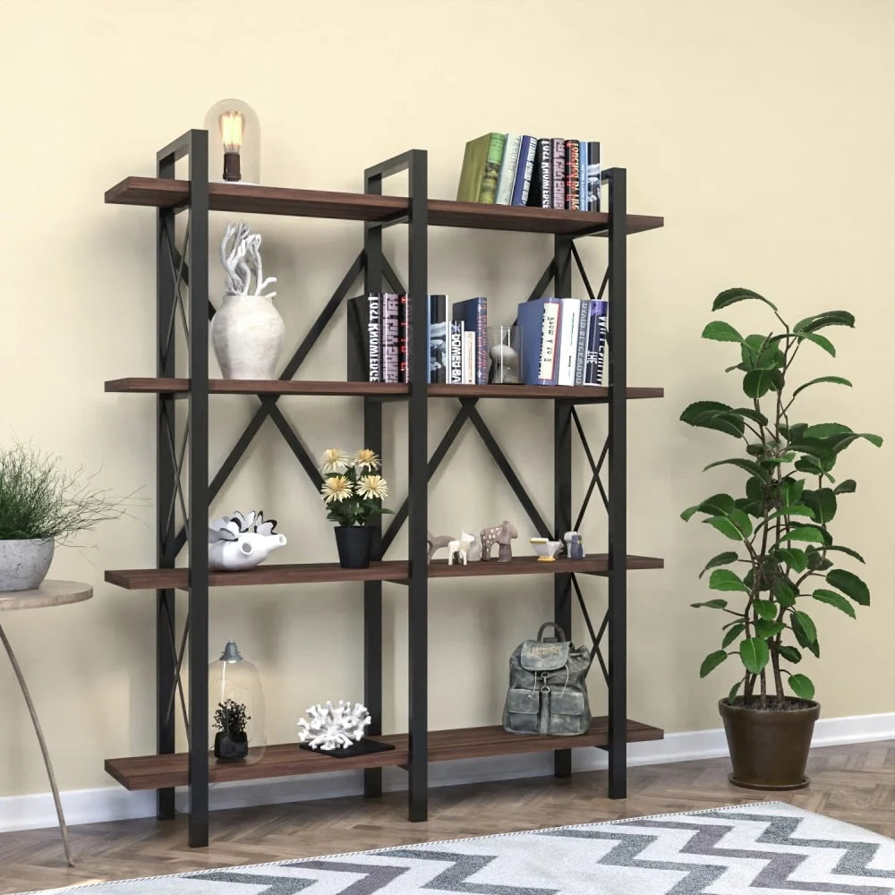 5 Tier Metal Frame Wood Bookcase Y9895