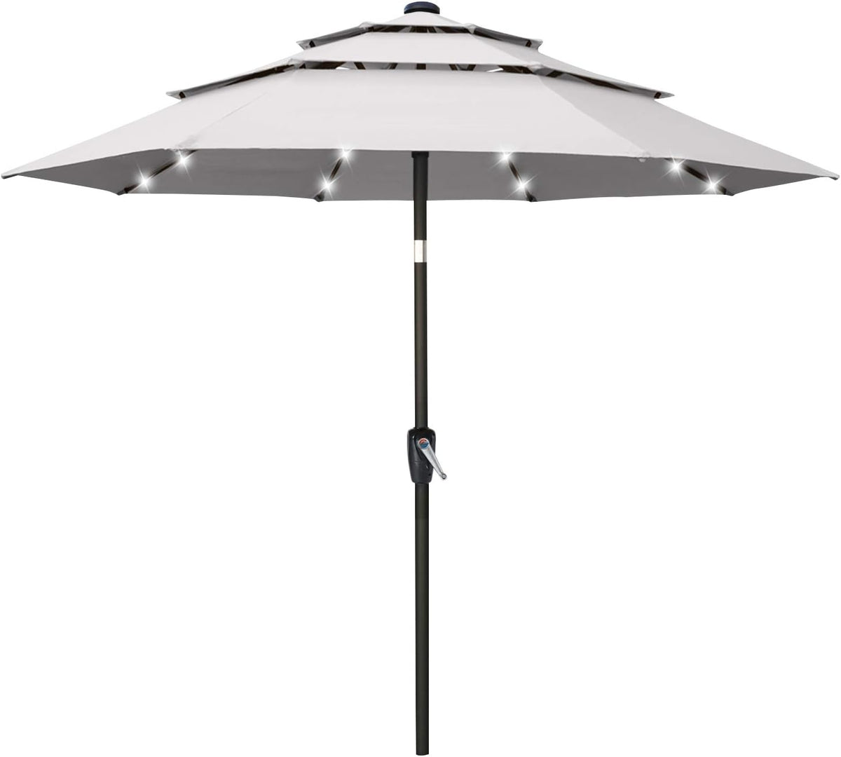 11FT Solar 3 Tiers Market Umbrella with 32 LED Z846939