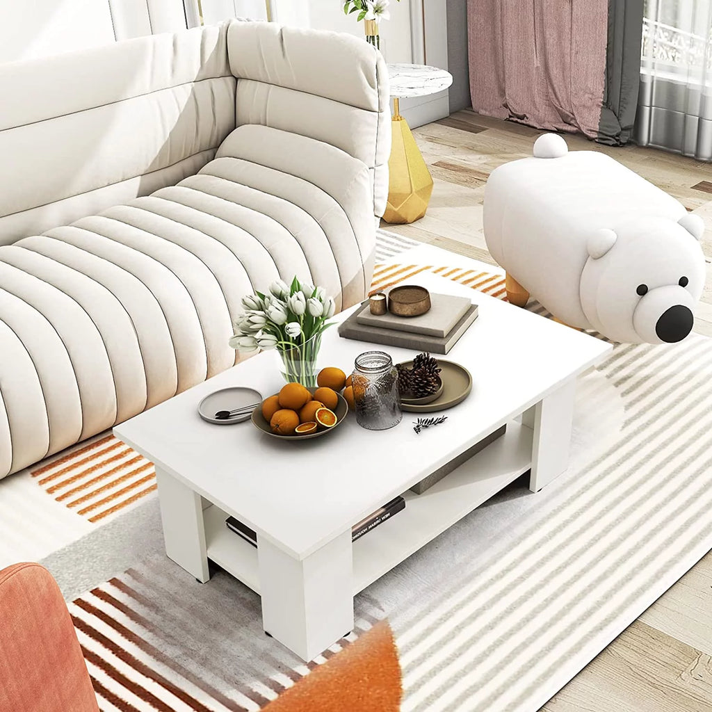 White Coffee Table with Storage T67562