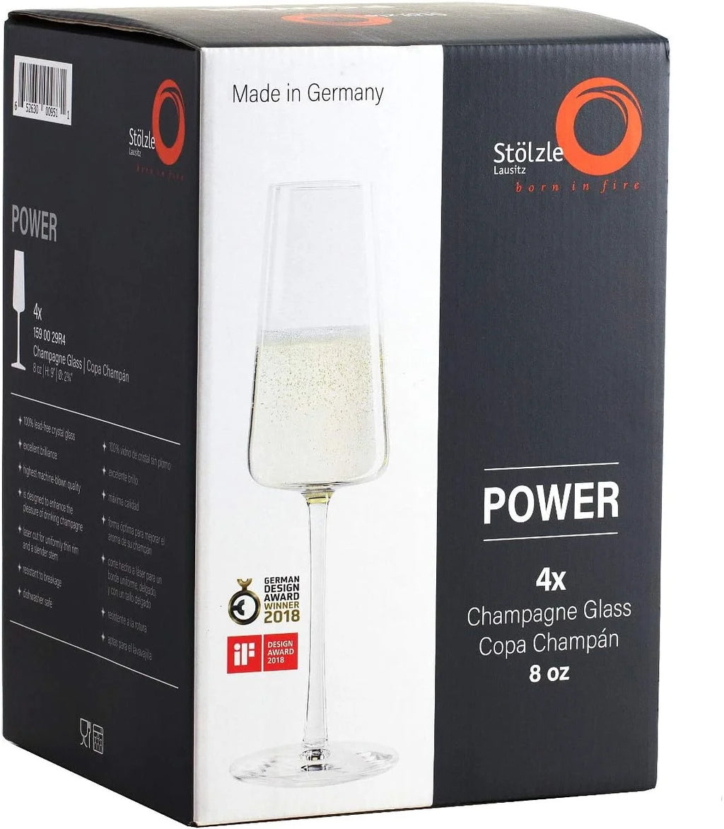 German Made Crystal Champagne Flute Glass Set Of 4 X8138