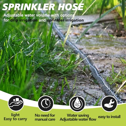Flat Soaker Hose 100 Ft with Garden Staples and Splitters S523548