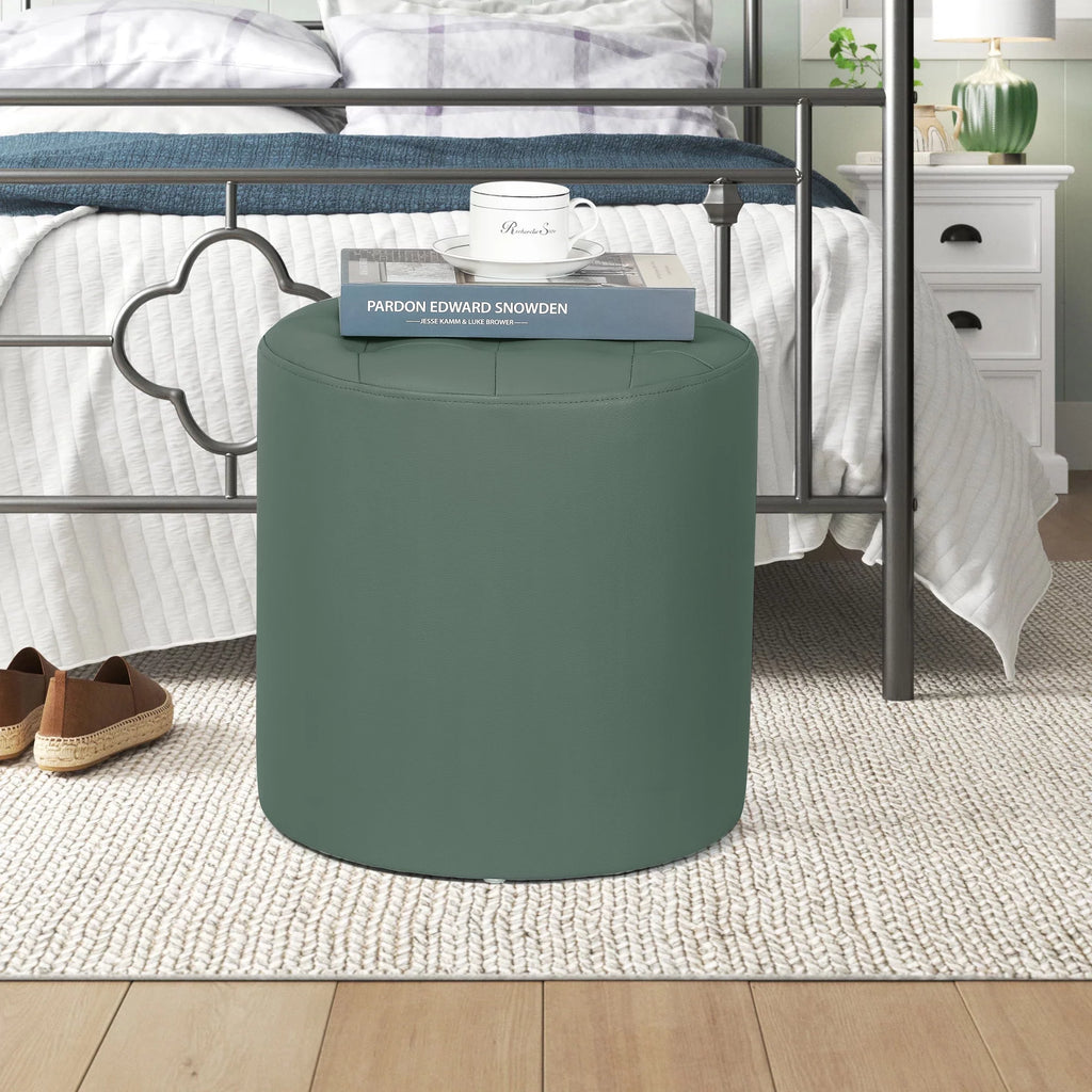 Green Padded Leather Ottoman G227