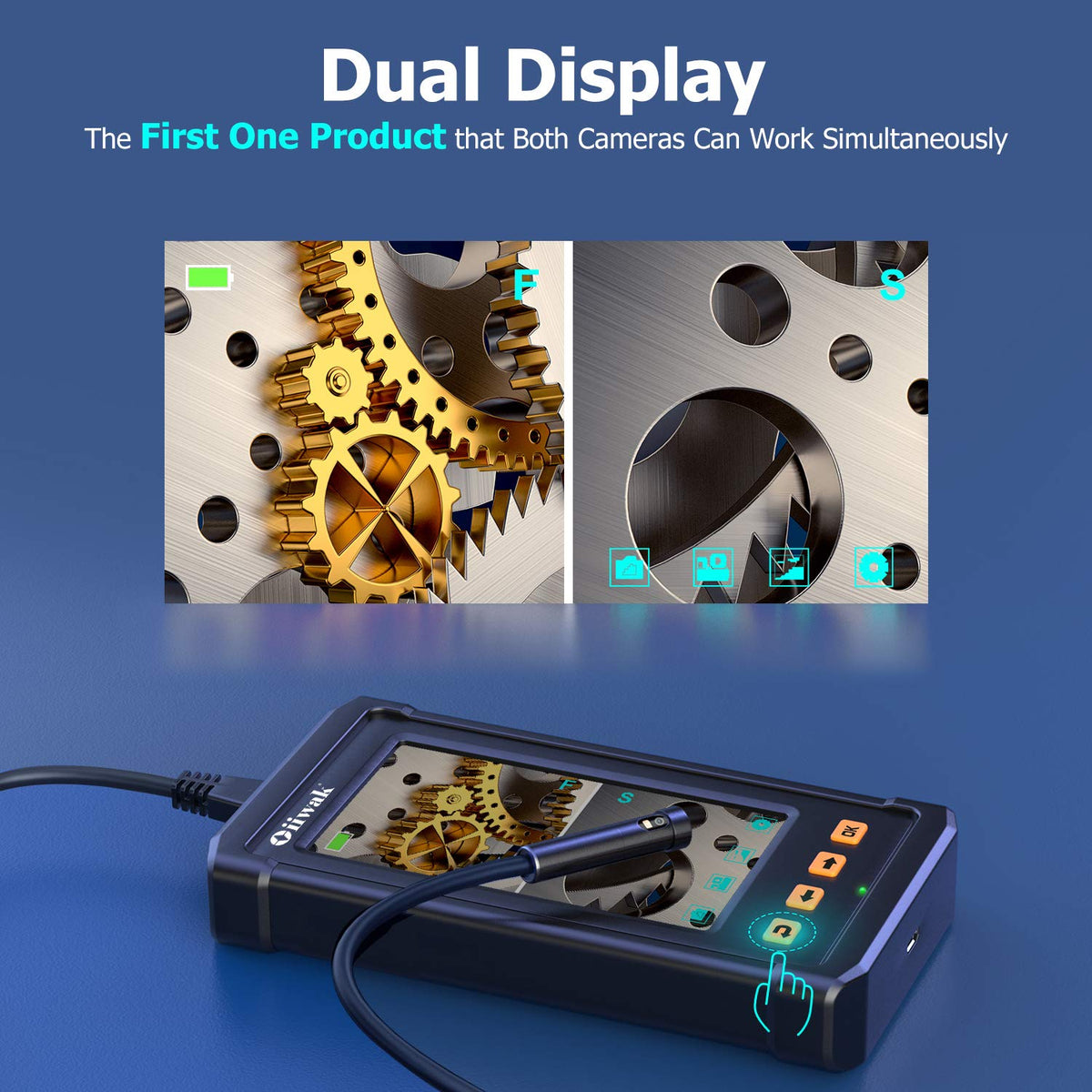 50FT Dual-Screen Borescope Camera with Light IP68 Waterproof N351184