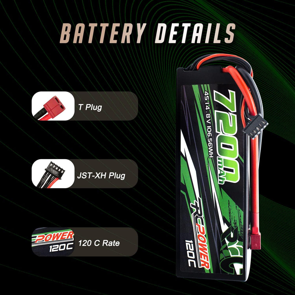 14.8V 7200mAh 4S 120C Hard Case Lipo Battery with T Plug (2Packs) P272