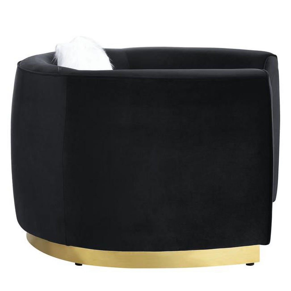 Black Velvet Curved Love Seat Sofa G936117