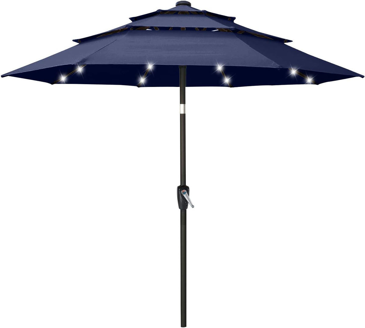 11FT Solar 3 Tiers Market Umbrella with 32 LED Z846939