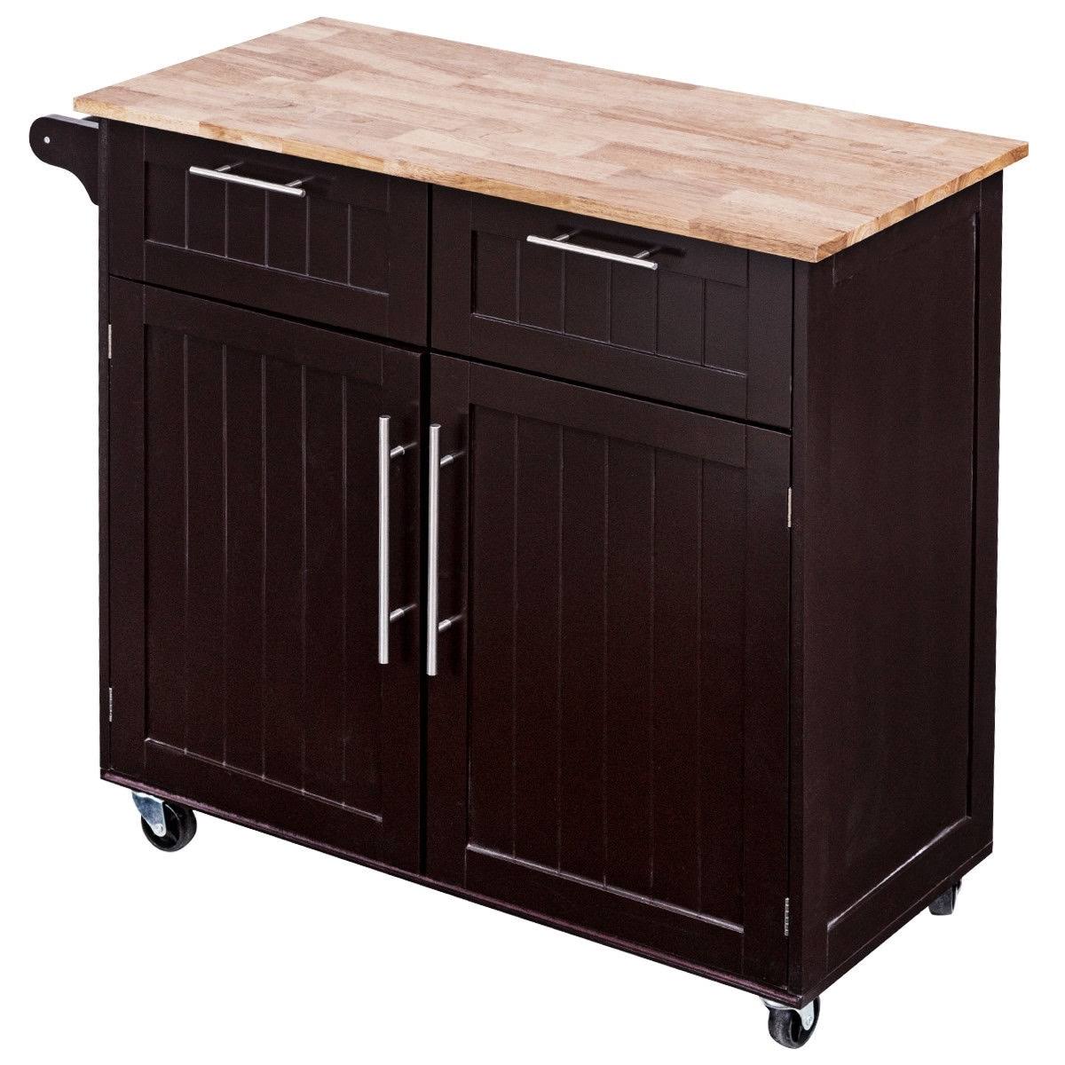 Brown Rolling Kitchen Cart with Storage Q20033