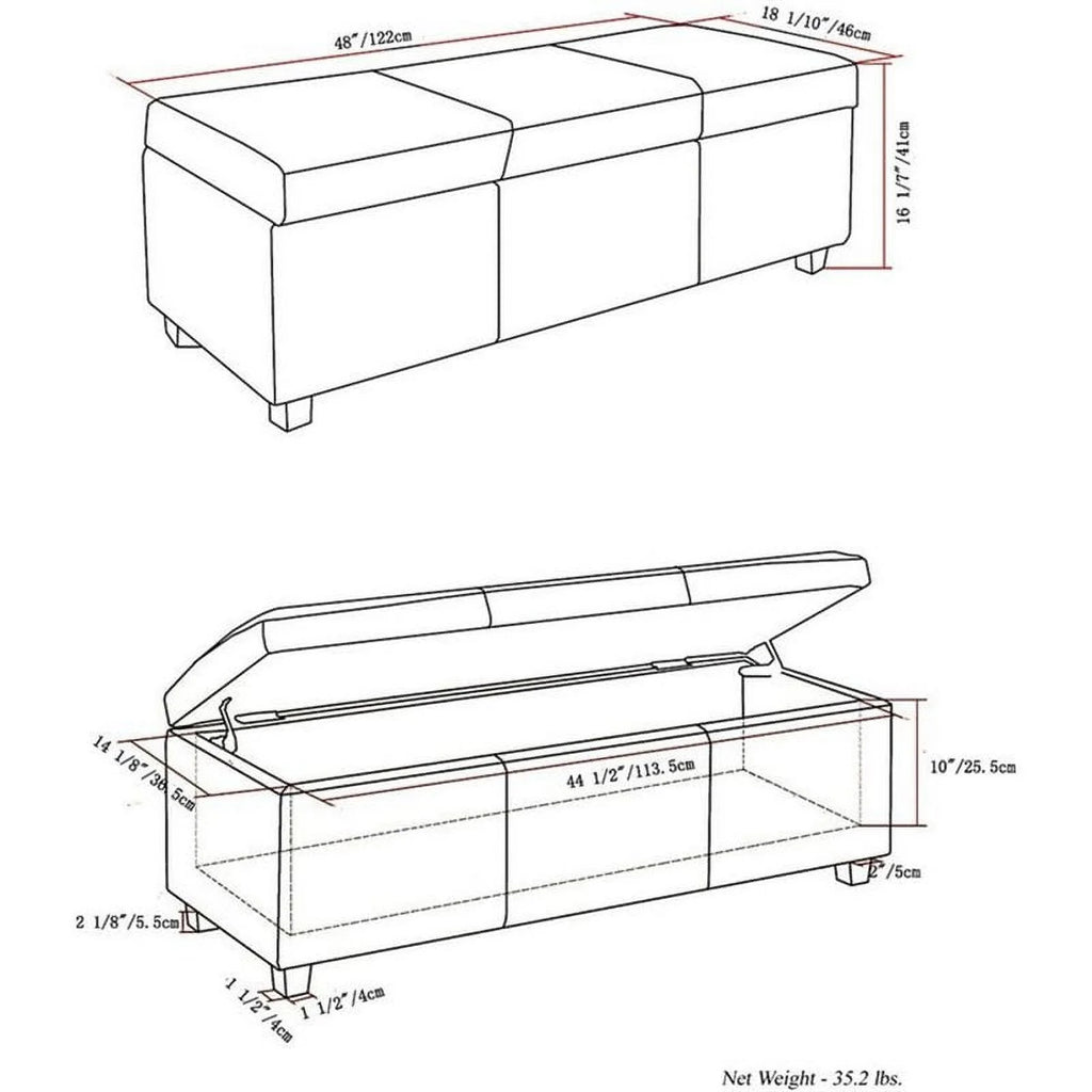 Solid Wood Storage Bench in Cloud Gray D429067