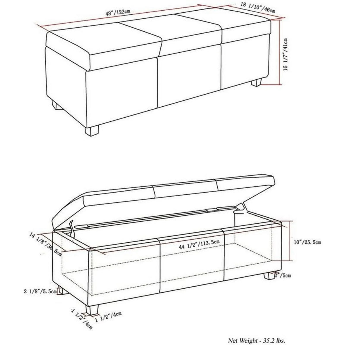 Solid Wood Storage Bench in Cloud Gray D429067