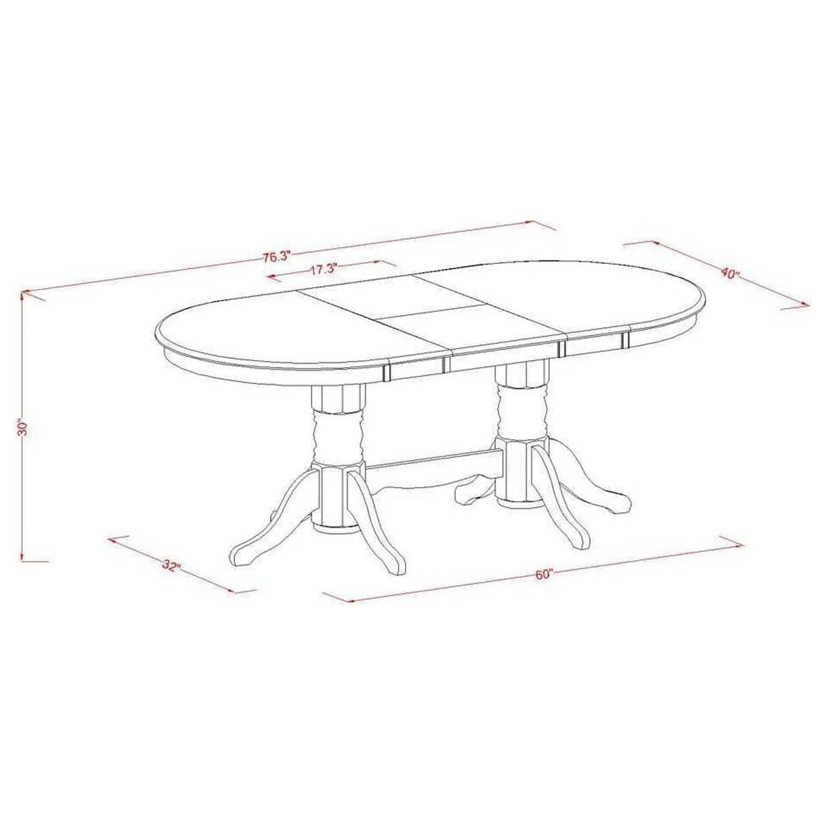 5 Piece Oval Dining Room Set with 4 Chairs Oak U16450