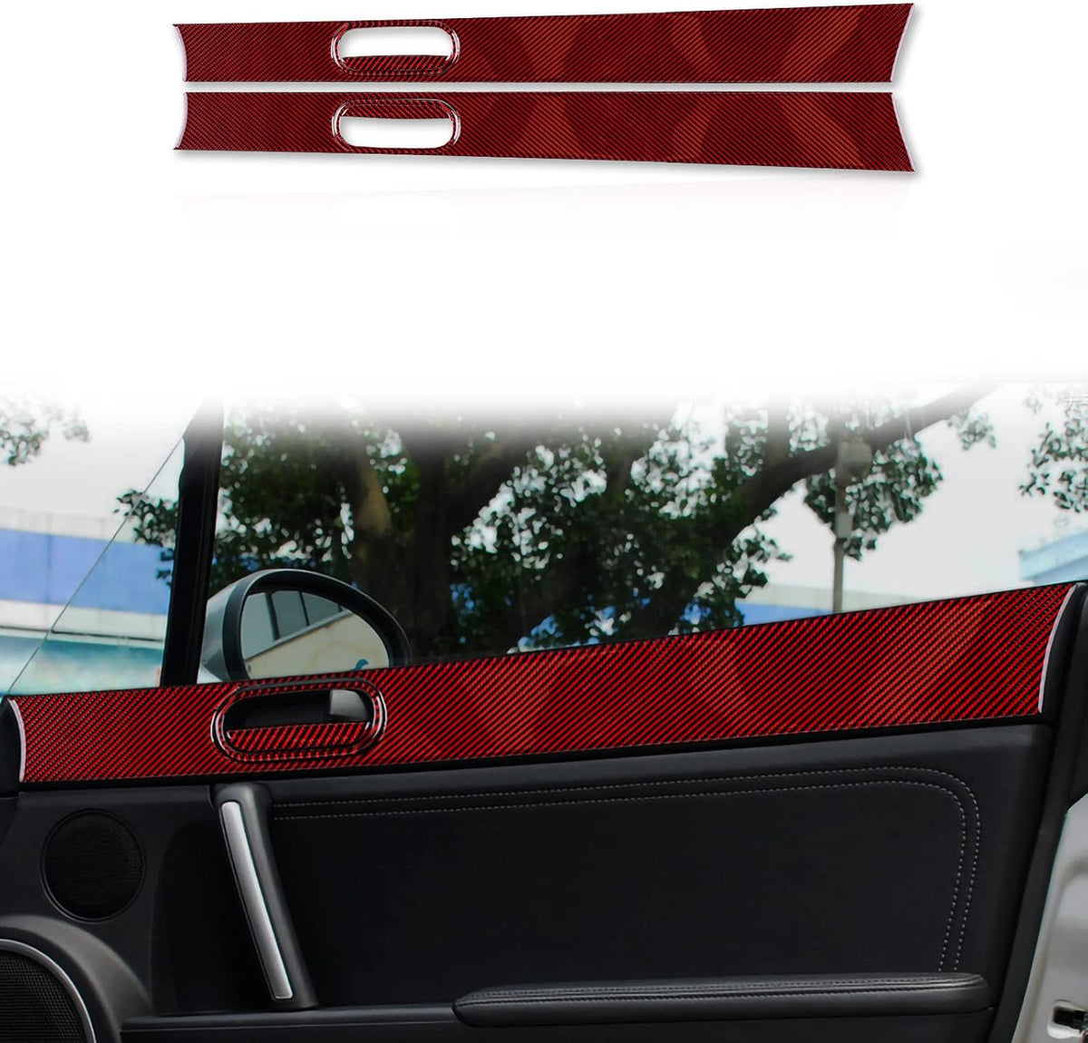 Carbon Fiber Car Inner Door Handle Frame Trim Sticker (Black) W855680