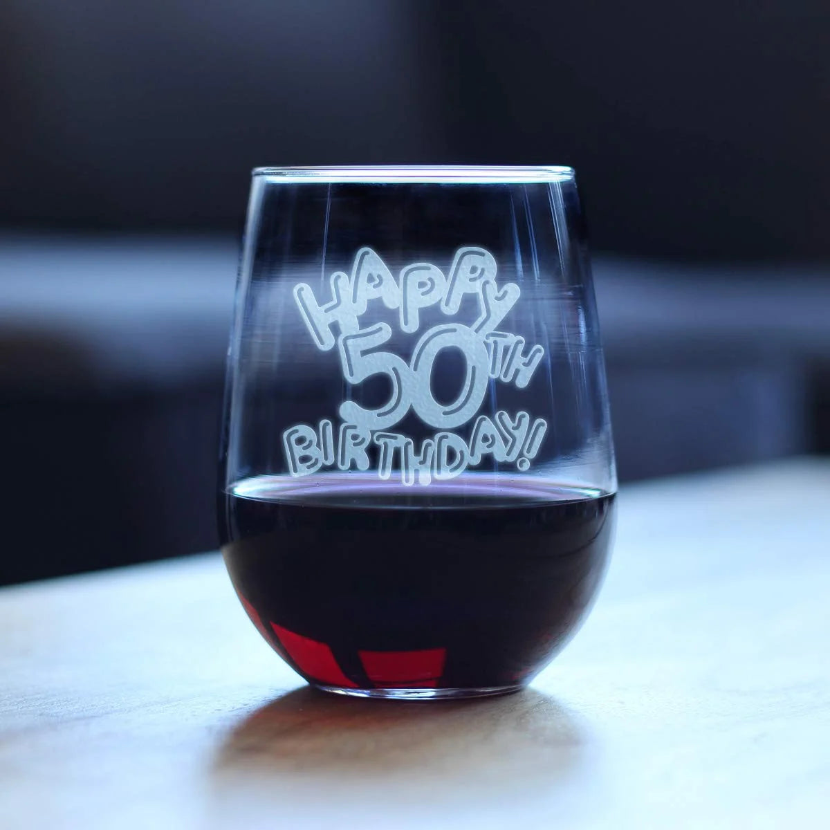 50Th Birthday Stemless Wine Glass 17 Oz V73820