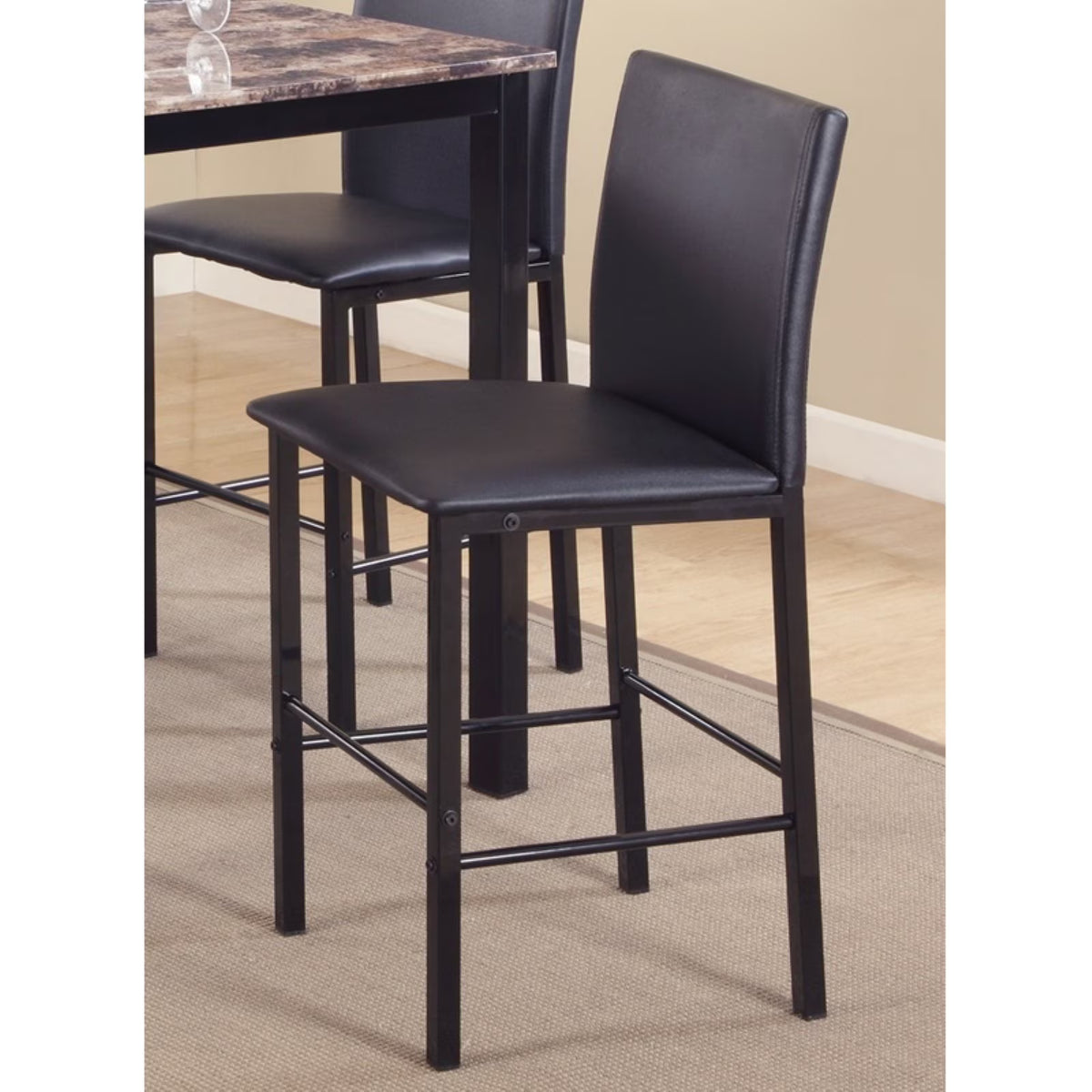 Black Metal Frame Counter Dining Chair Set of 4 Y700