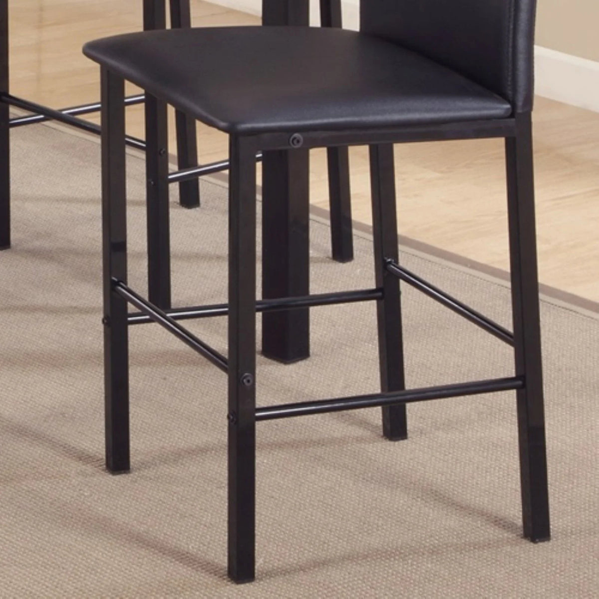 Black Metal Frame Counter Dining Chair Set of 4 Y700
