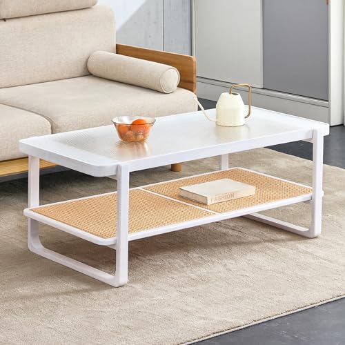Rattan Coffee Table with Tempered Glass Top B351525