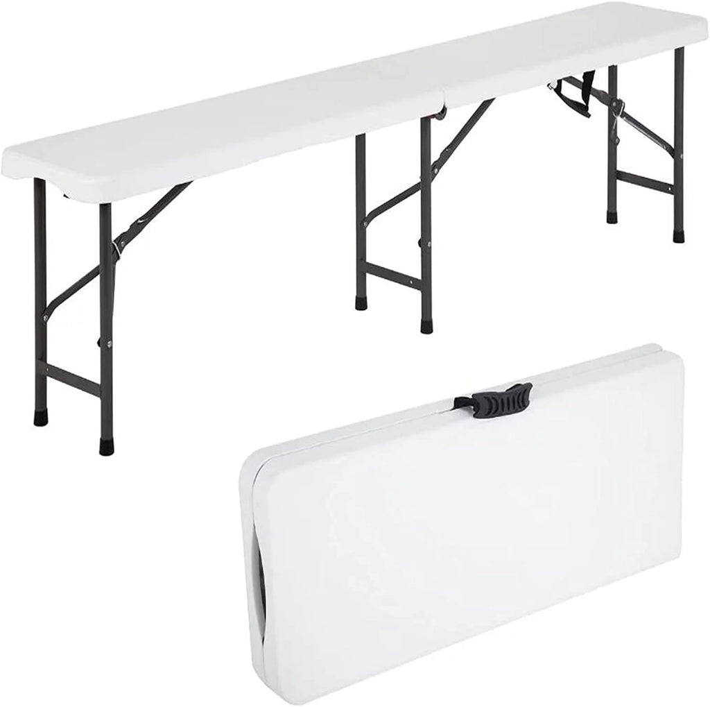 6Ft White Plastic Folding Bench 2 Pack Z328