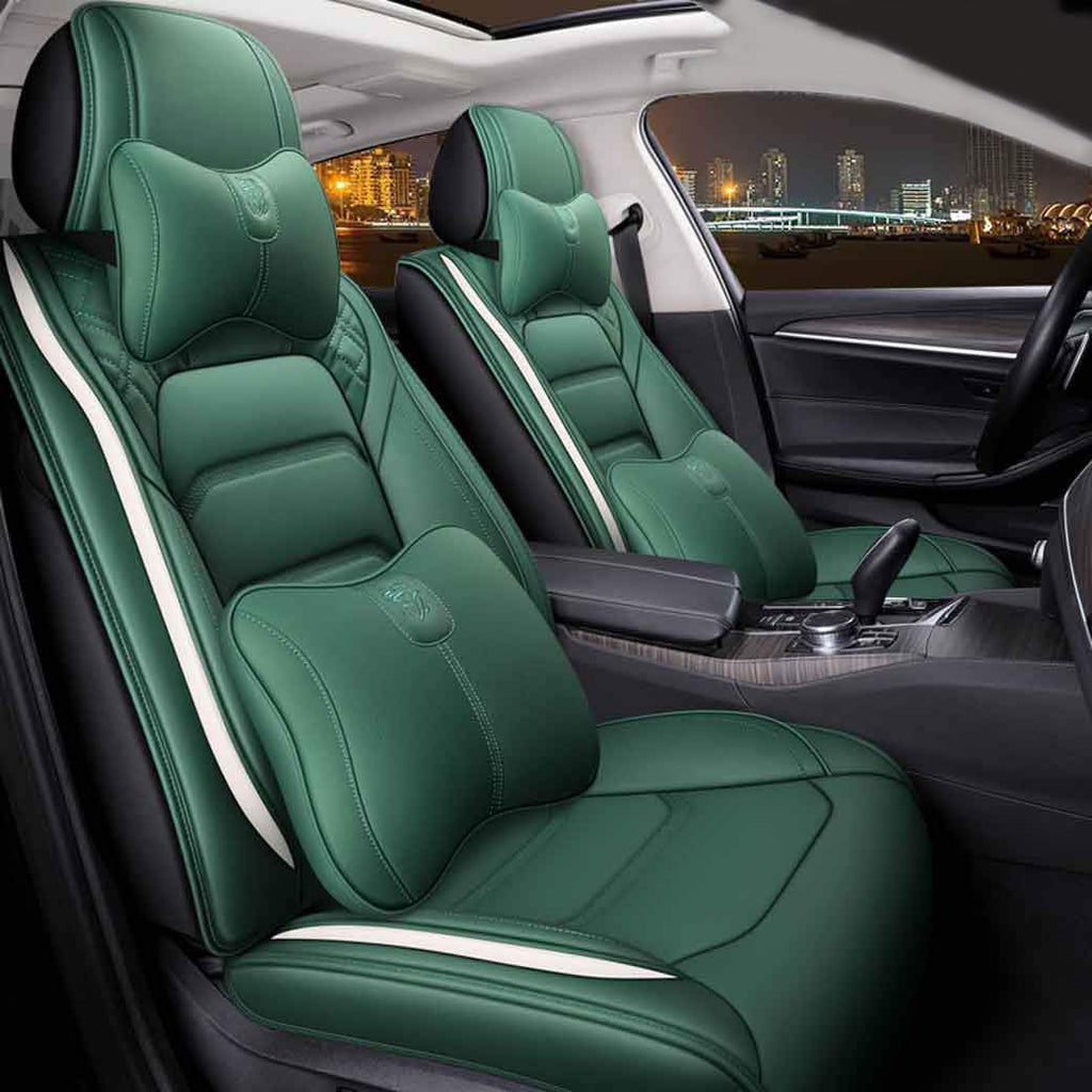 Blue&White Leather Car Seat Covers 5 Seats Full Set Z3765