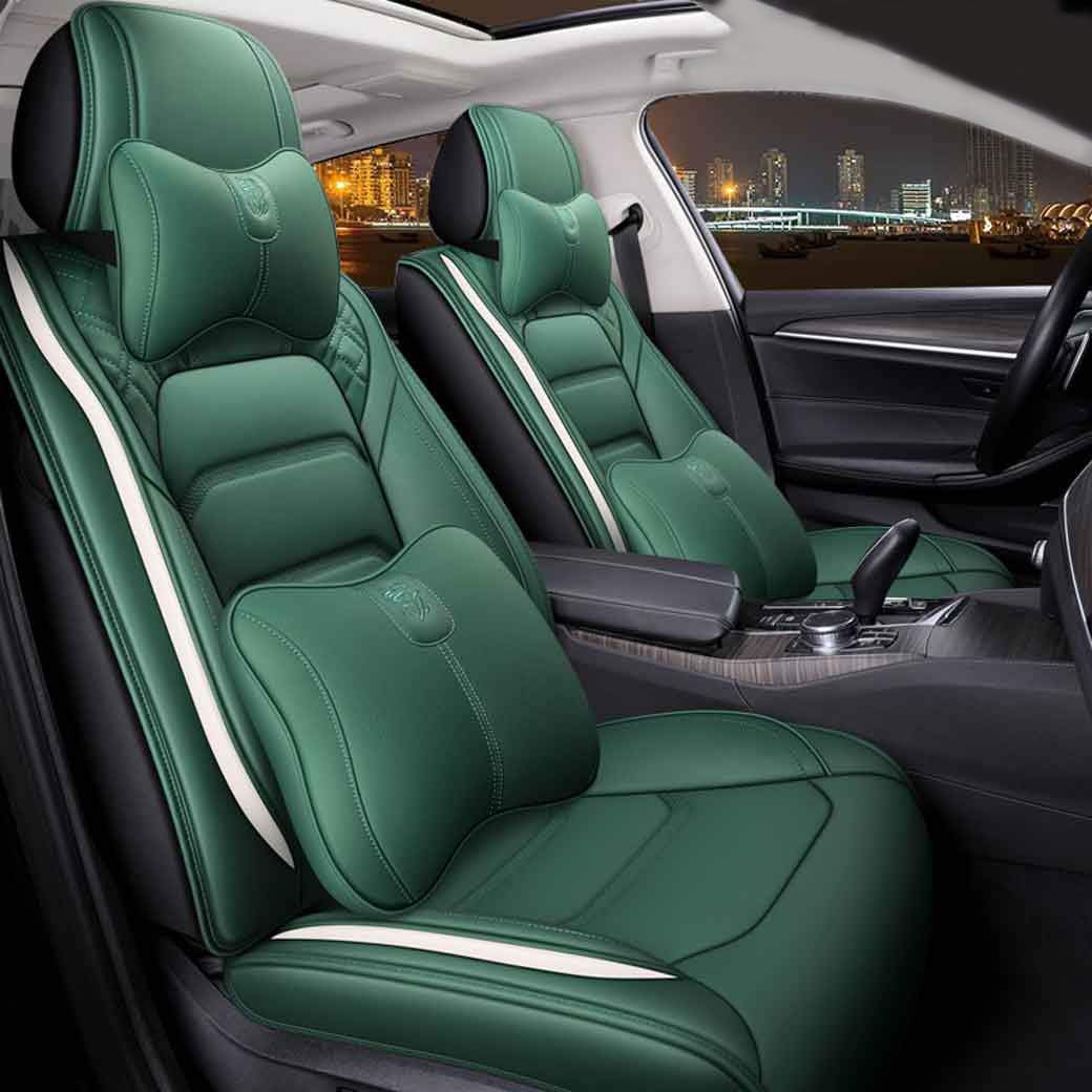 Blue&White Leather Car Seat Covers 5 Seats Full Set Z3765
