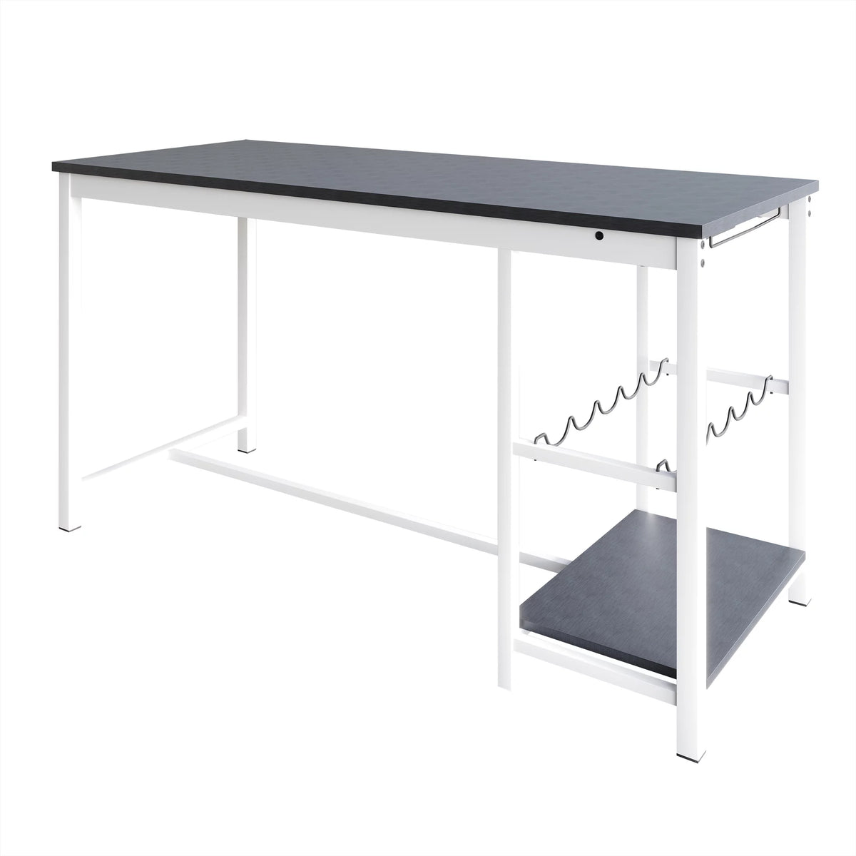3-Piece Metal Dining Set with Wine Rack and Shelving, White W661394