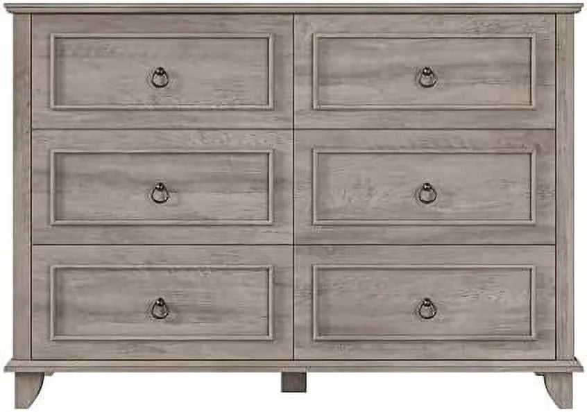 6 Drawer Double Dresser Wood Cabinet A36941