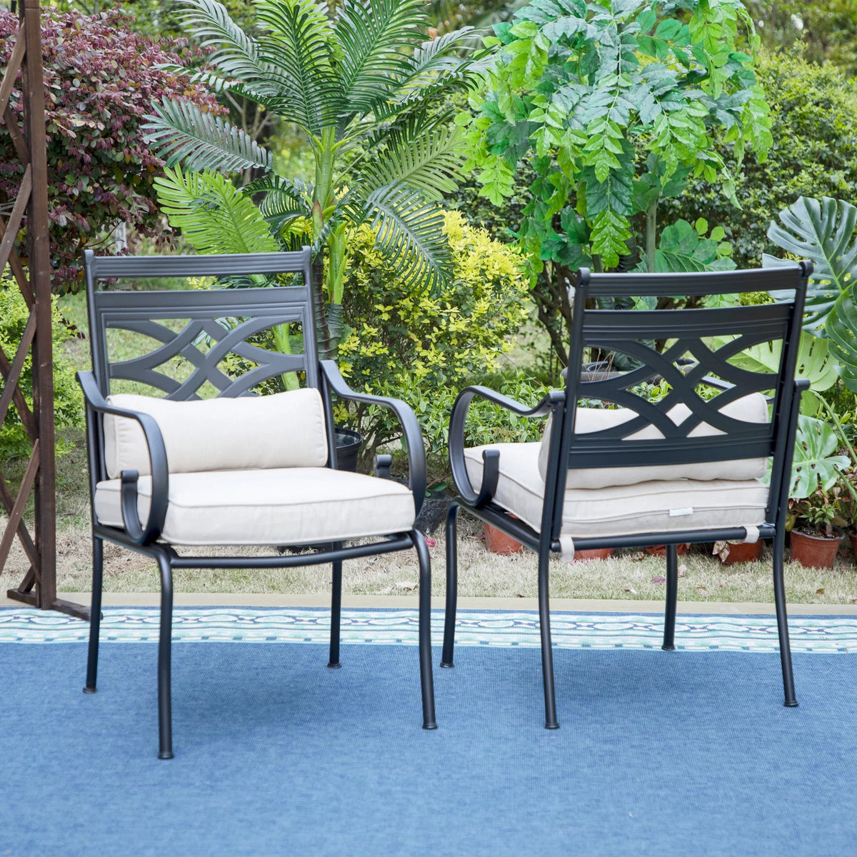 7-Piece Metal Outdoor Dining Set with Cushioned Armchairs W386578