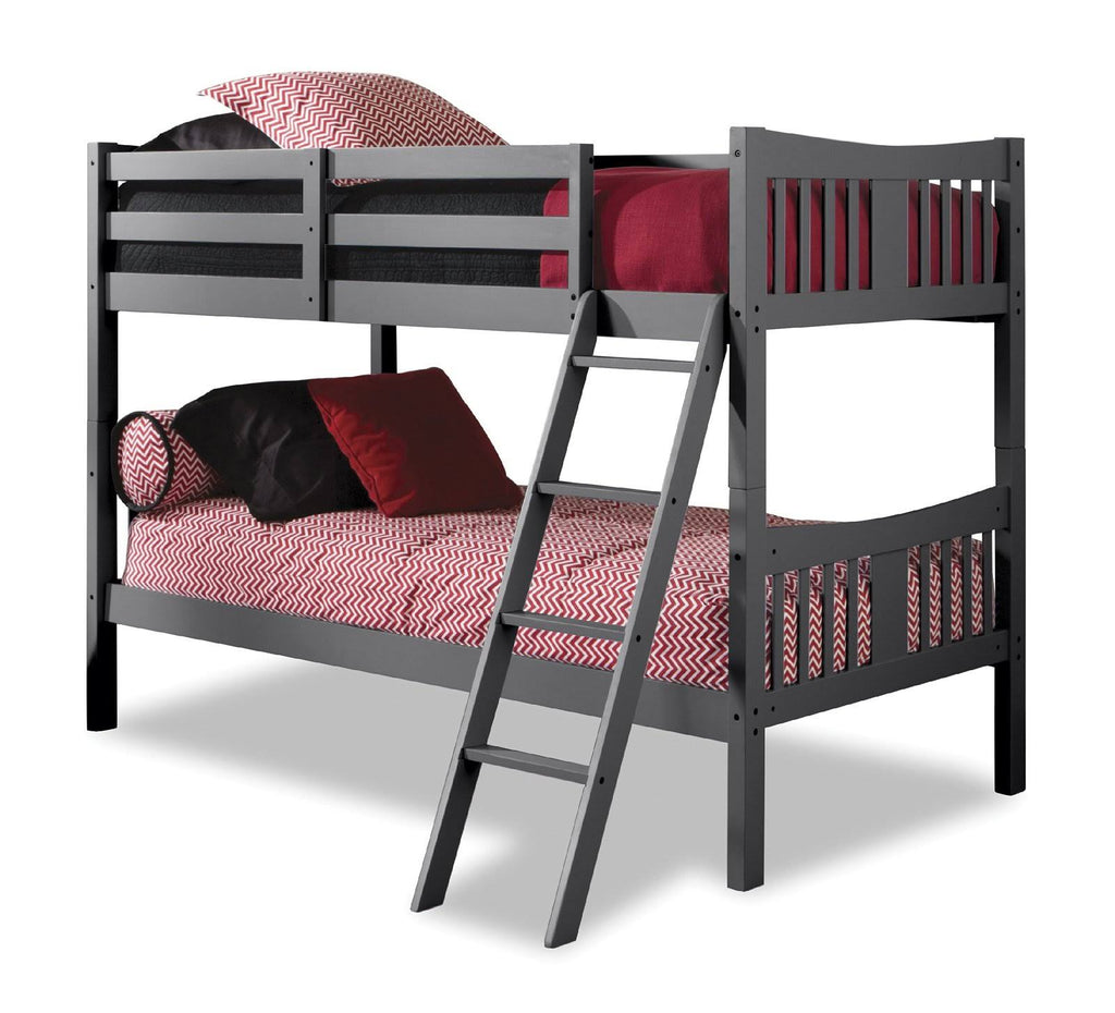Gray Solid Hardwood Twin Over Twin Bunk Bed D7986