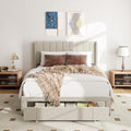 Queen Size Upholstered Platform Bed Frame with 1 Storage Drawer O58505