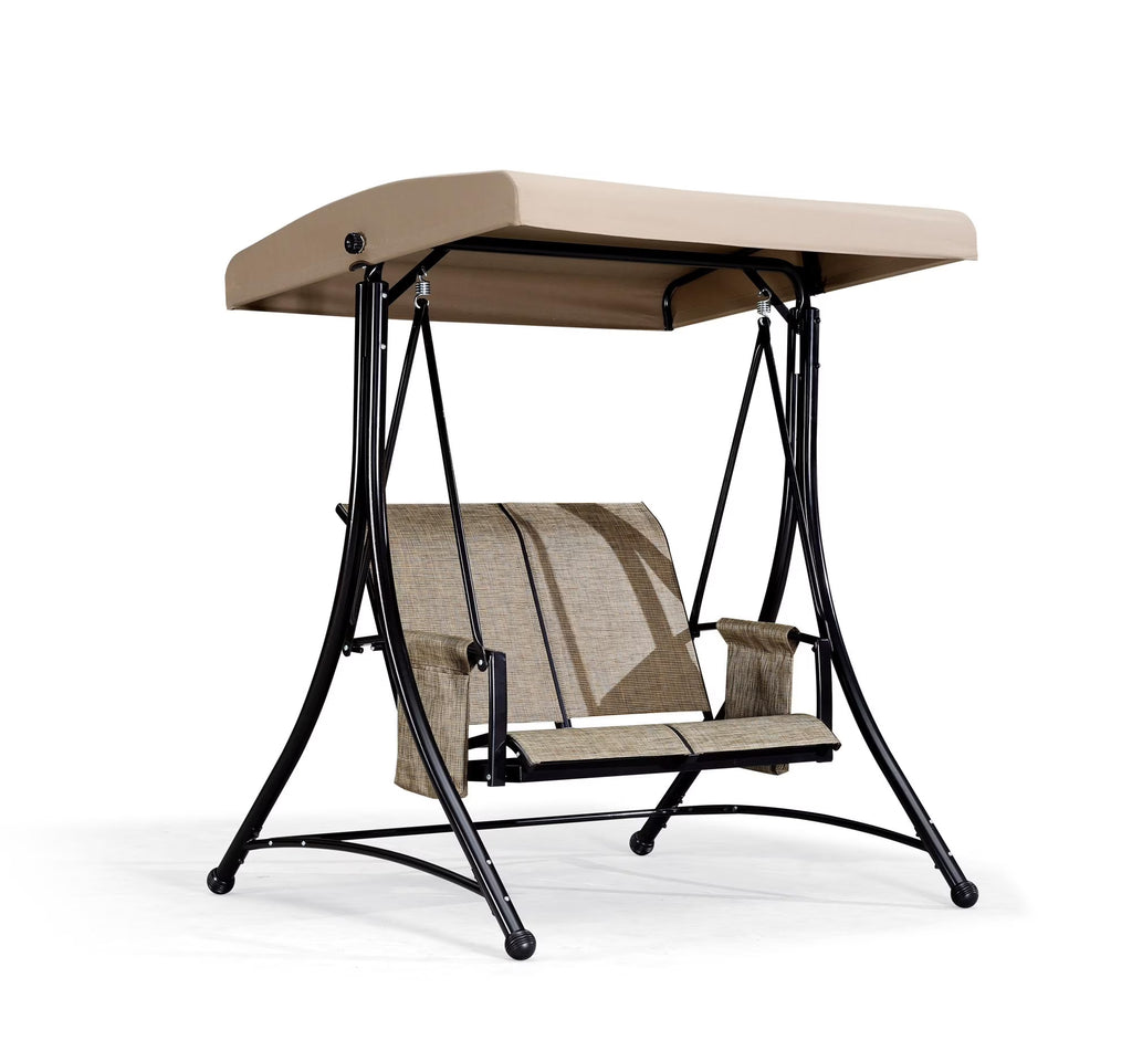Beige 2-Seat Outdoor Patio Swing with Steel Frame Z958519