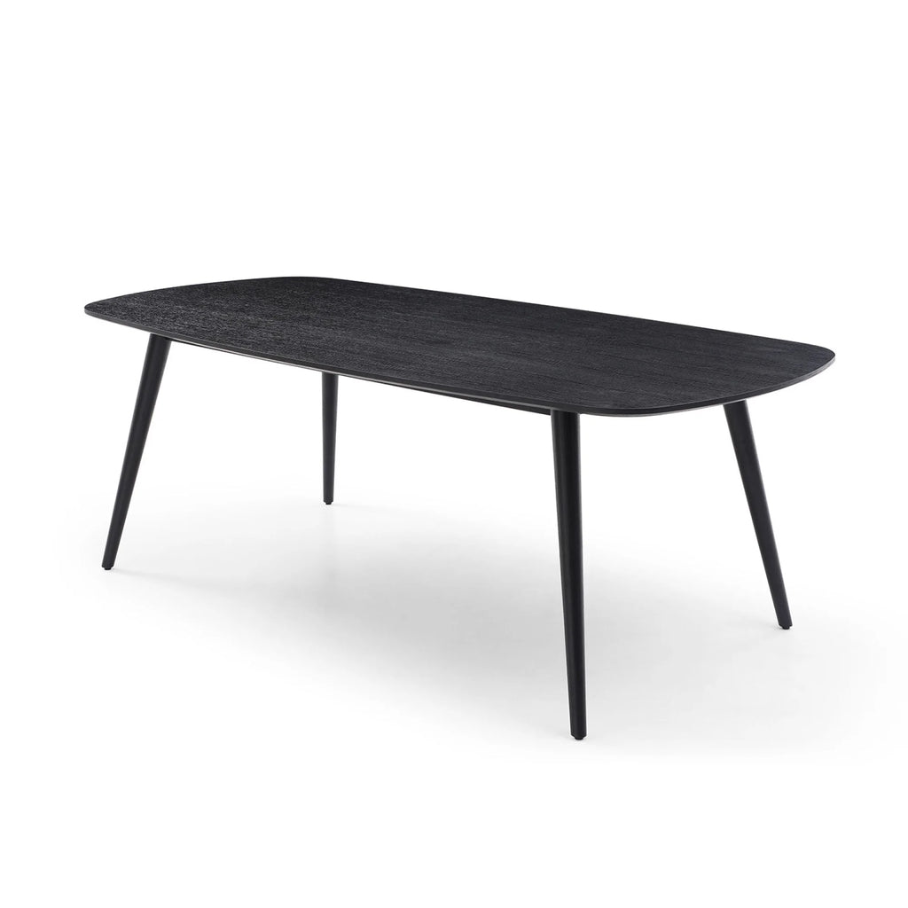 Rectangular Dining Table Black Oak Finished Ash Veneer Top 8 Persons V819