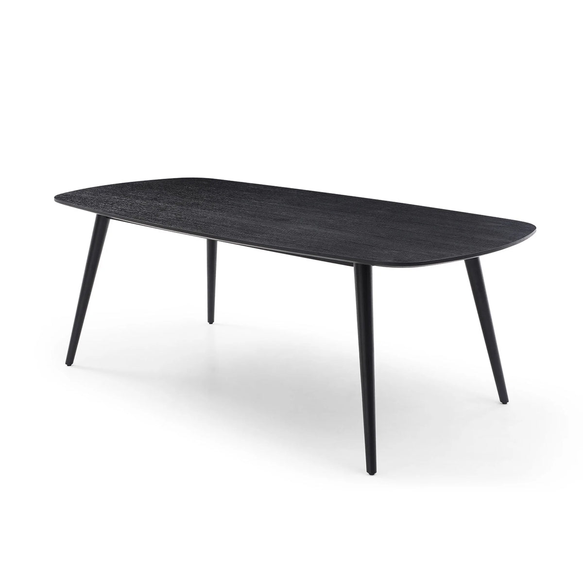 Rectangular Dining Table Black Oak Finished Ash Veneer Top 8 Persons V819