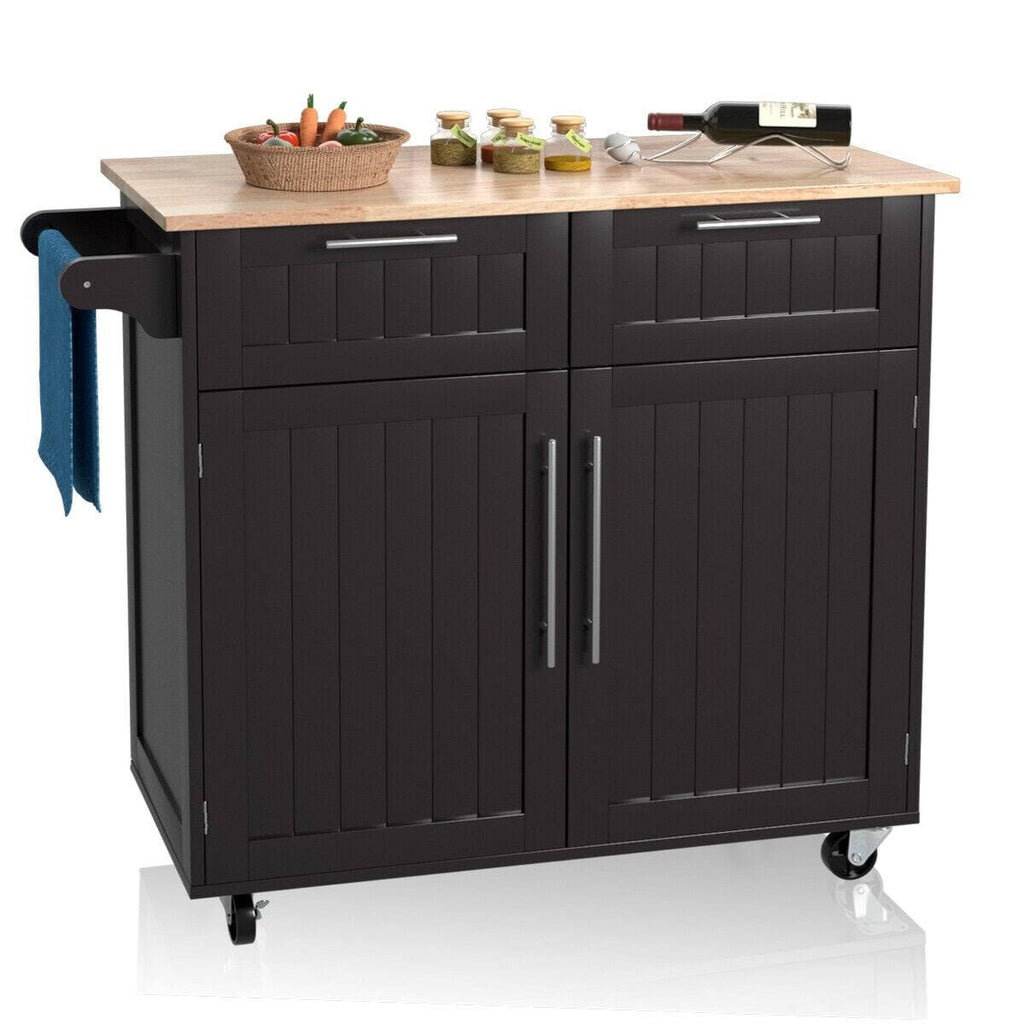 Brown Rolling Kitchen Cart with Storage Q20033