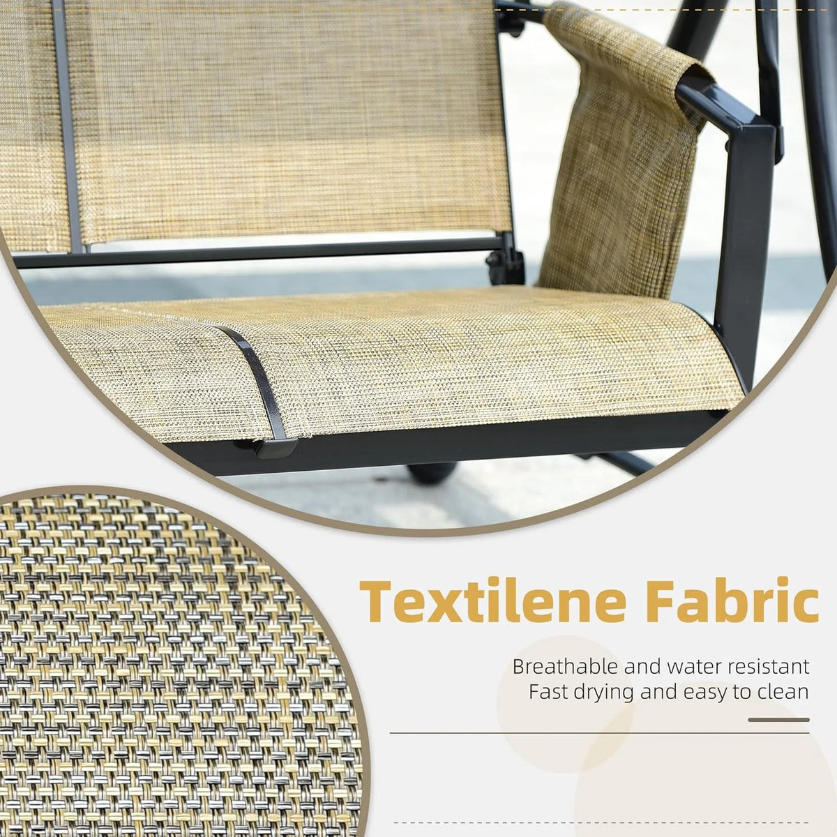 Beige 2-Seat Outdoor Patio Swing with Steel Frame Z958519