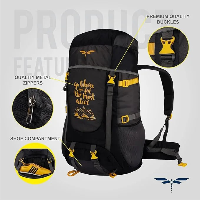 Black 65 Litres Travel Backpack J866