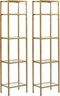 Gold and Glass Narrow Etagere Bookcase C199