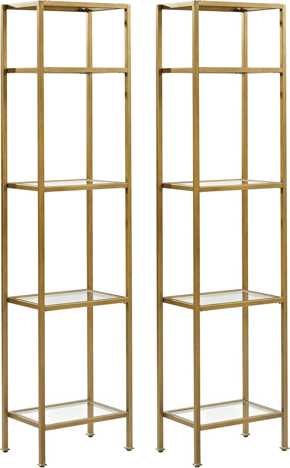 Gold and Glass Narrow Etagere Bookcase C199