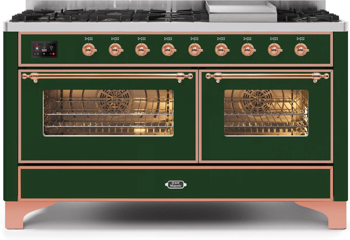 60 Dual Fuel Propane Gas Range Emerald Green Copper Trim N636