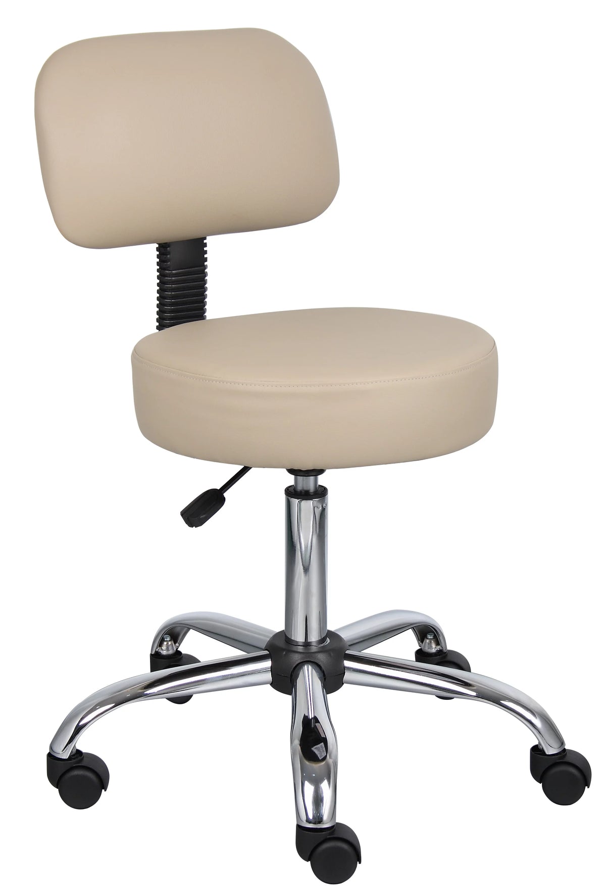 Beige Adjustable Rolling Stool with Back E399949