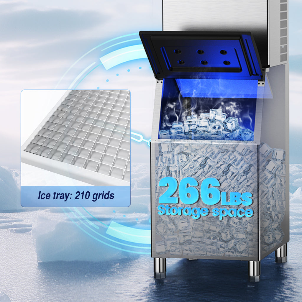 Commercial Ice Maker 355 Lbs/24H, 166 Lbs Storage Air-Cooled Ice Machine M37384