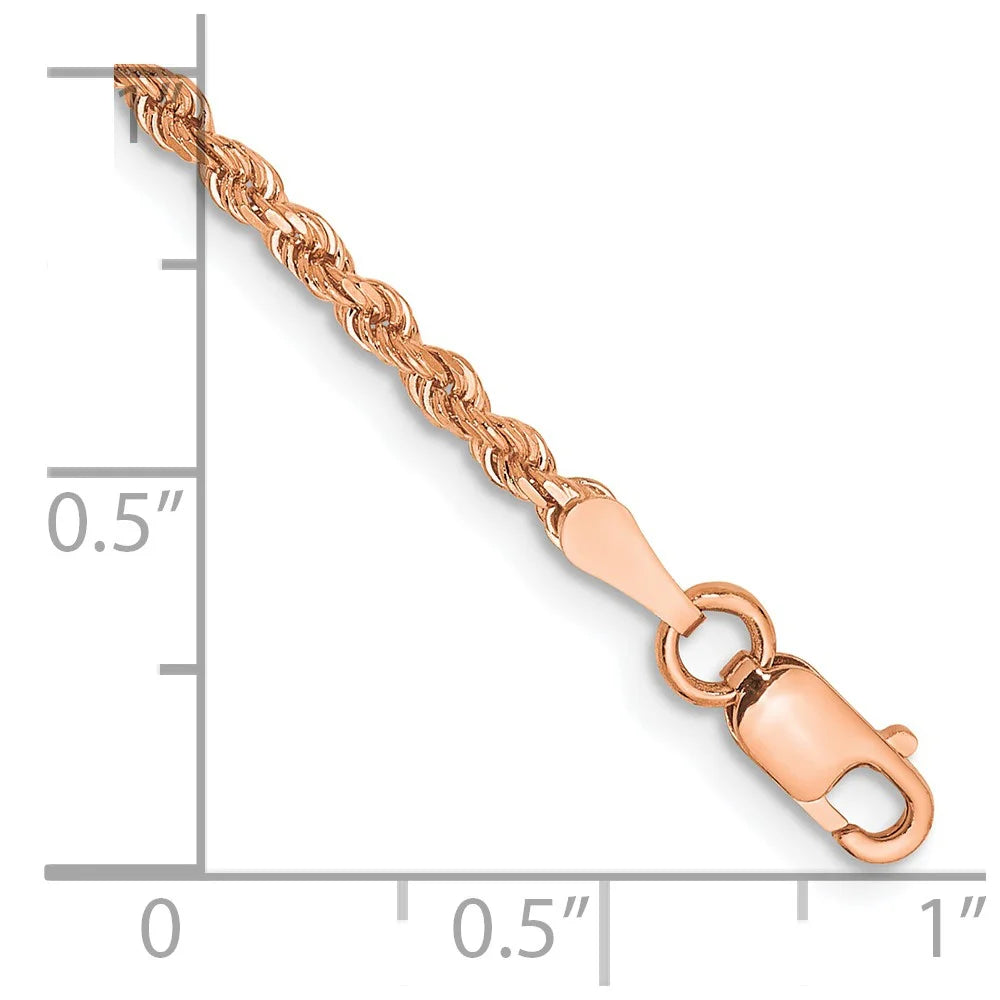14 Karat Rose Gold 2mm Rope Chain Anklet W99071