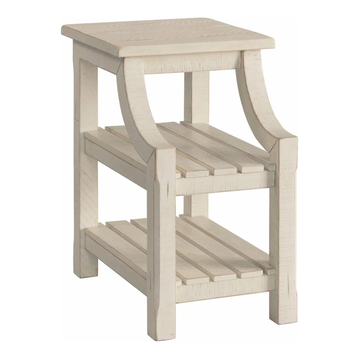 Antique White Solid Wood Chairside Table with Power Z5114