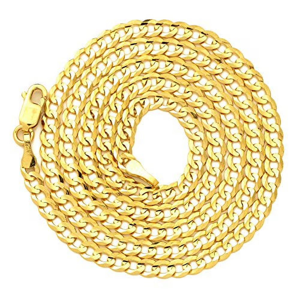 10k Yellow Gold 3mm Solid Curb Cuban Necklace with Lobster Lock (24") Y168