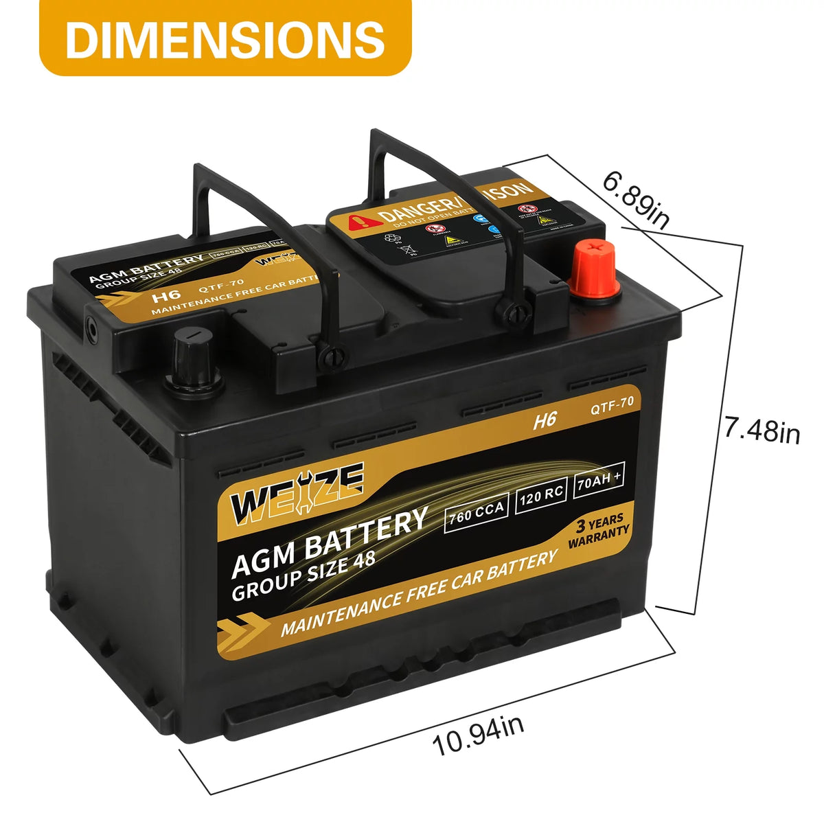 12v 70ah H6 Automotive Battery L7821