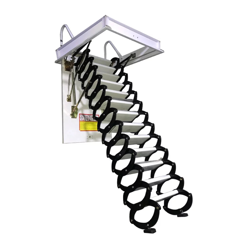 Black and White 13 Steps Al-Mg Alloy Telescopic Folding Ladder J4572