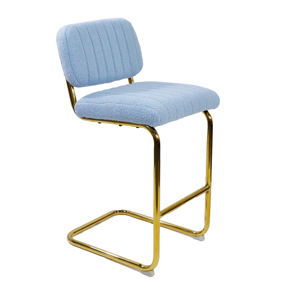Blue Boucle Upholstered Bar Stools Set of 2 L67869