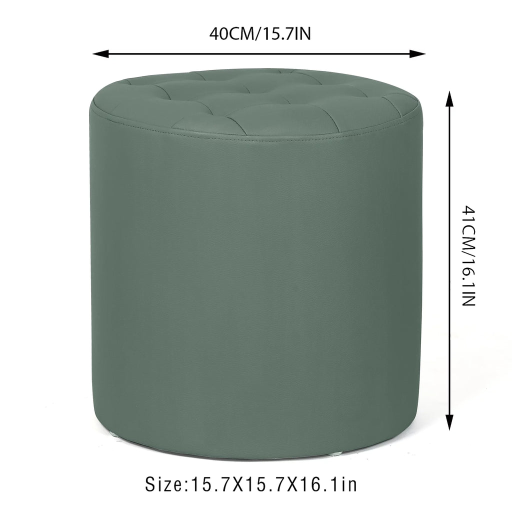 Green Padded Leather Ottoman G227